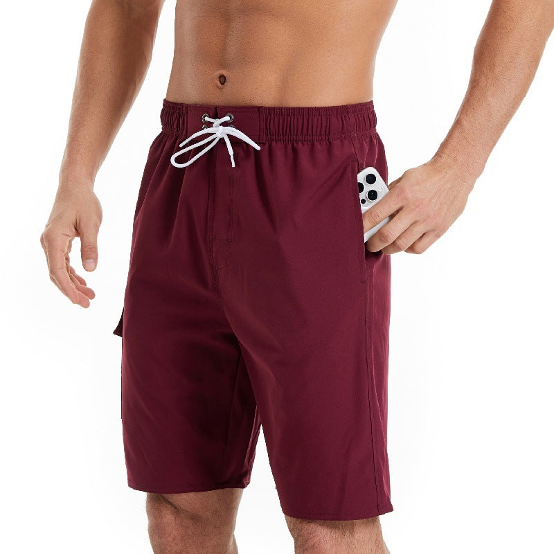 Cross Border Hommes Summer Solid Color Beach Pantalons Hommes Cinq Point Short Mesh Respirant