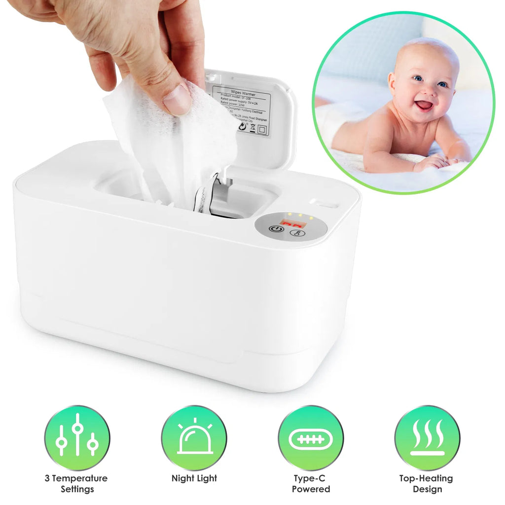 Réchauffeur d'essuie-tout bébé avec 3 paramètres de température Type C Powered Baby Wipes Dispenser avec