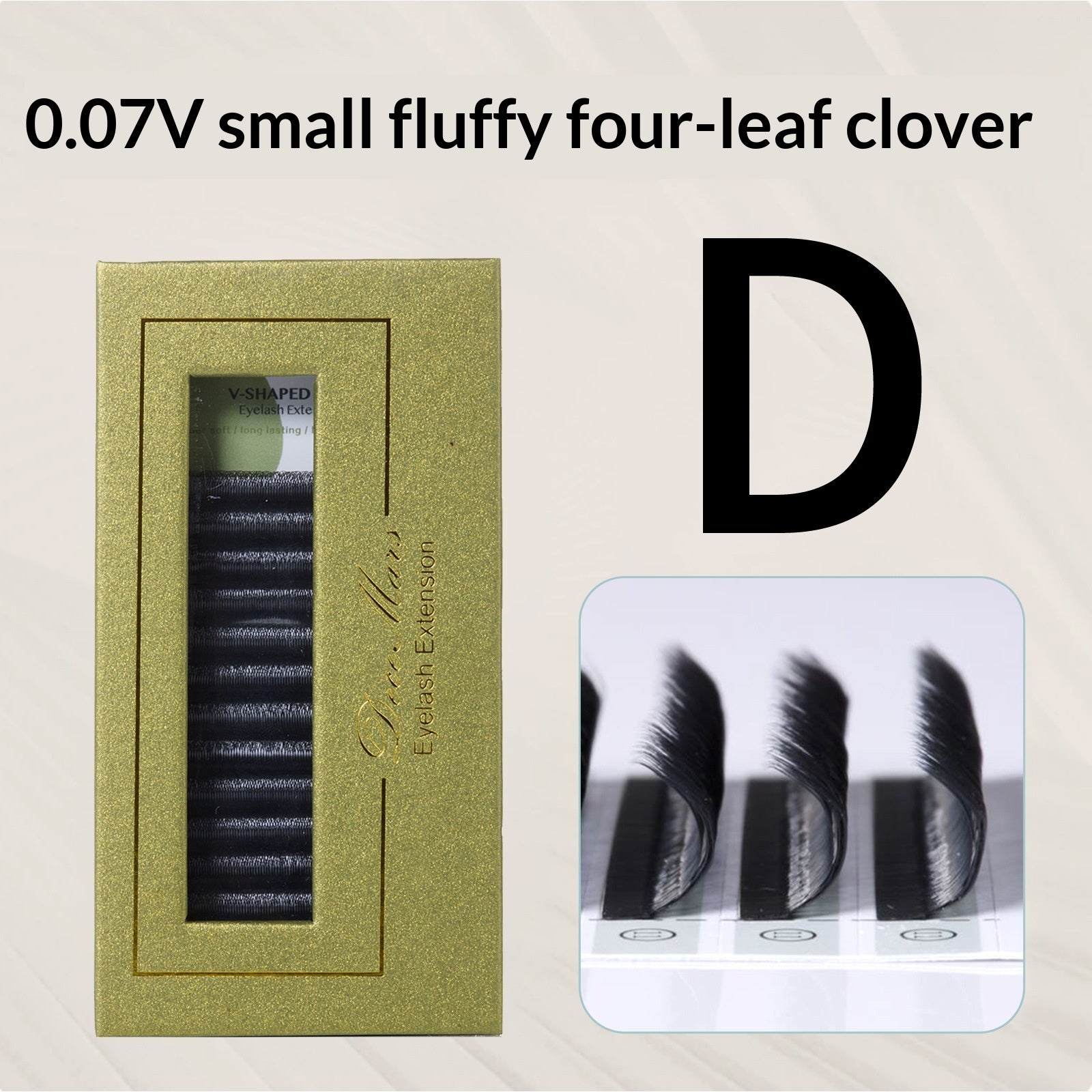 DeceMars Petite fleur de velours en forme de V Clover à quatre feuilles Grafting Faux cils doux et L