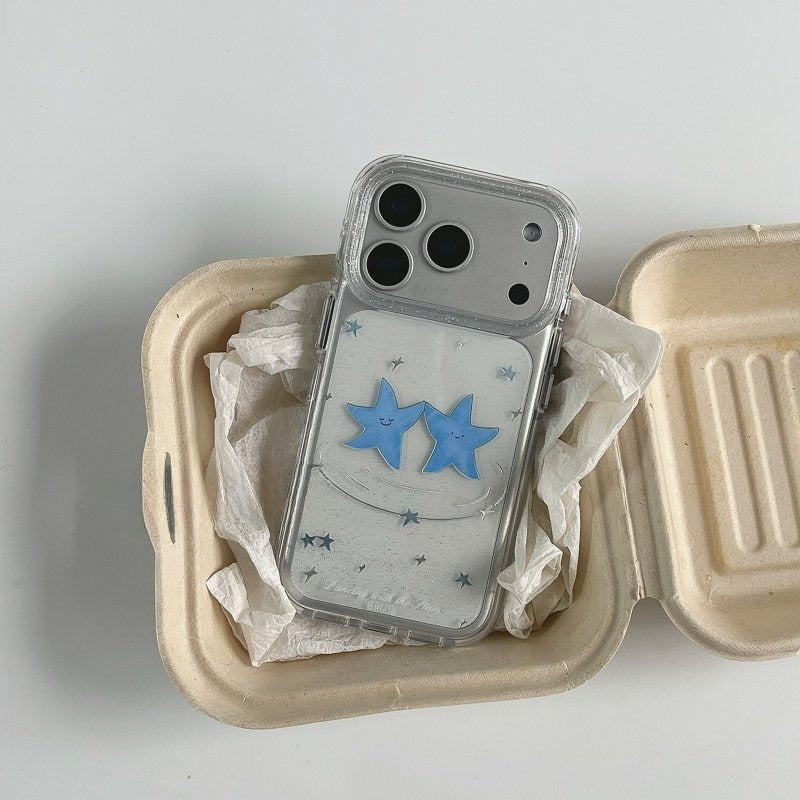 Style coréen Niche frais et mignon bleu cas de téléphone Star pour les couples
