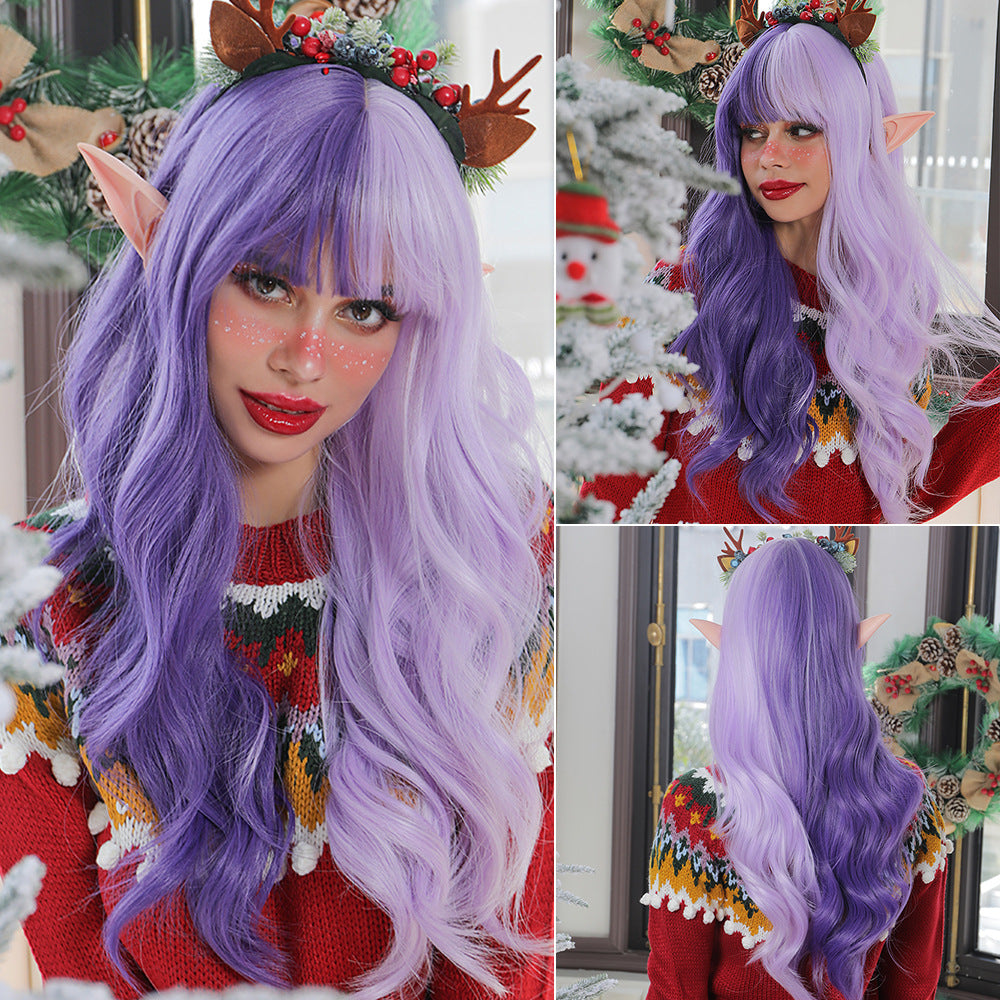 Cosplay Long Wave Perruques synthétiques rouges et vertes