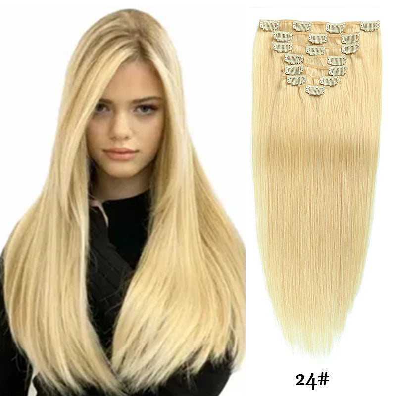 Clip-in cheveux réels cheveux humains sept-pièces ensemble 14 pouces 70g extensions de cheveux Perruque