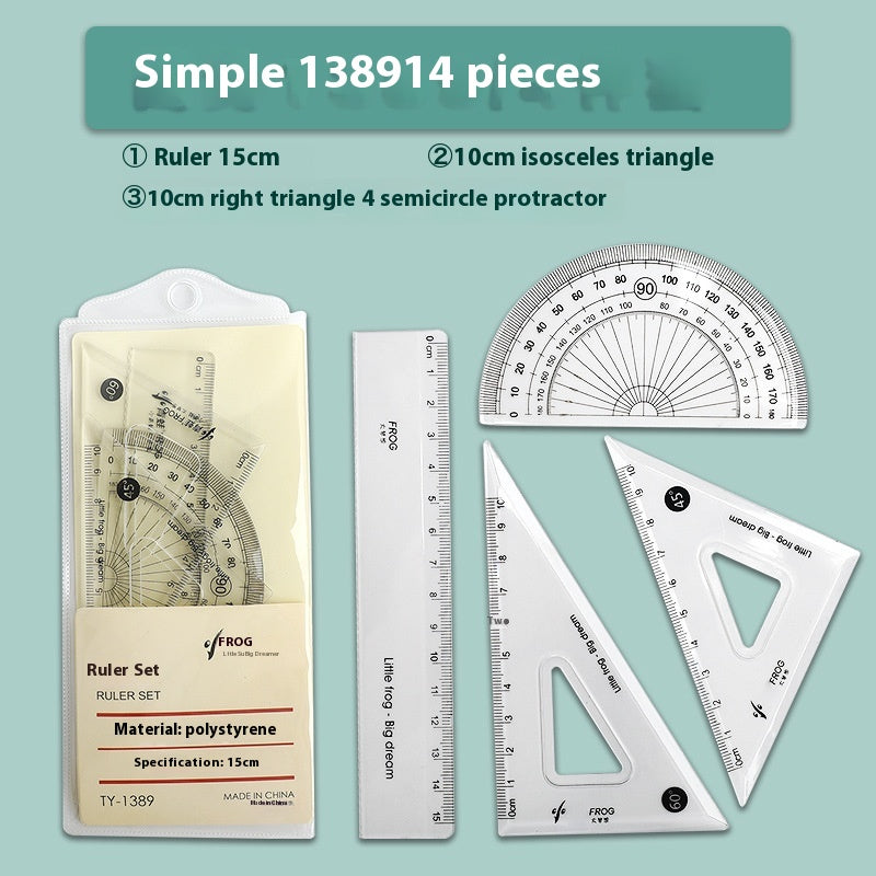 Youpai Ruler Sets Dessin acrylique transparent Protracteur carré quatre pièces
