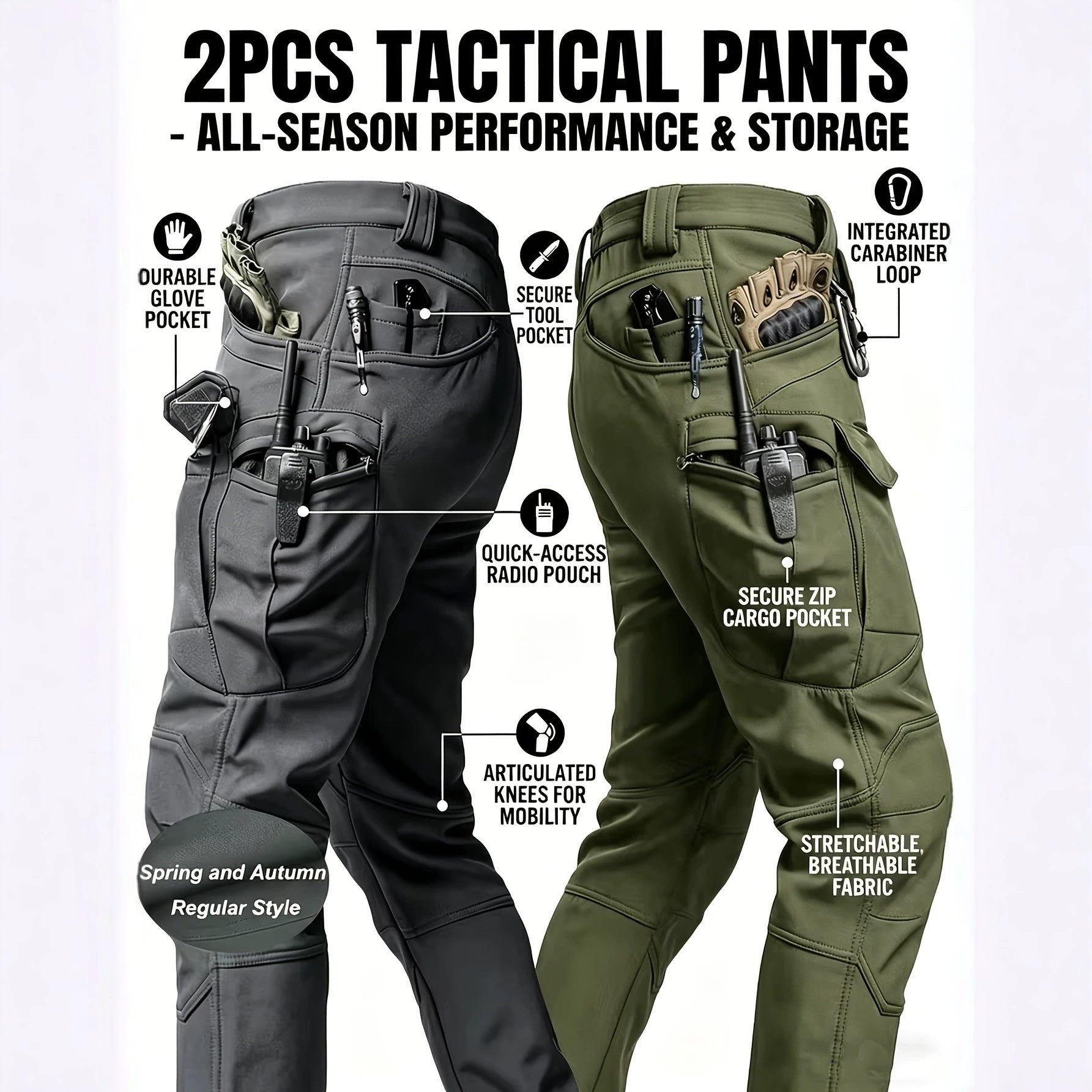 Pantalon de travail tactique résistant à l'usure extérieure pour hommes