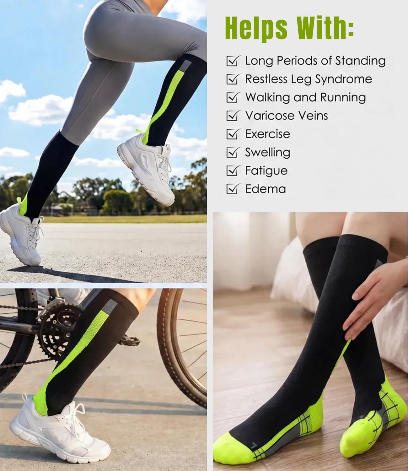 Chaussettes de compression pour femmes hommes circulation 20-30 MmHg