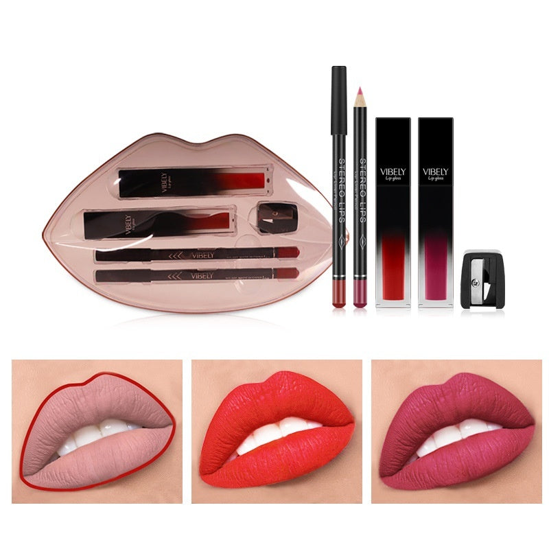 Linge de lèvre nu mat et lip Gloss Set