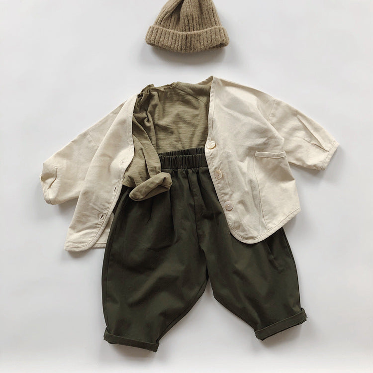 Pantalons Casual Couleur Solide Casual Style Littéraire Casual