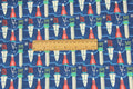 Tissu de coton uni Style nordique Rocket imprimé bricolage à la main
