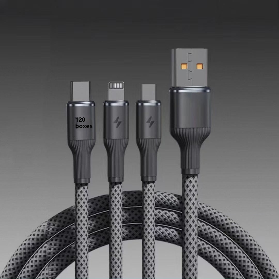 One-to-three fast charging data cable