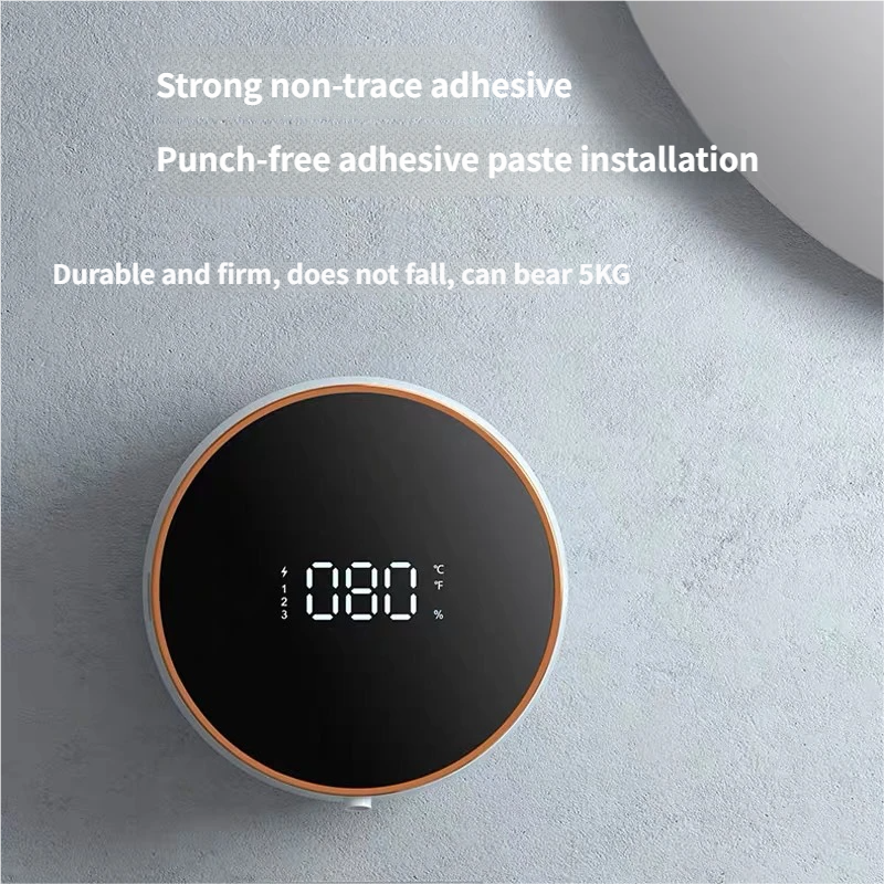 Distributeur de savon de capteur automatique 300ml noir USB rechargeable 180 jours en position debout