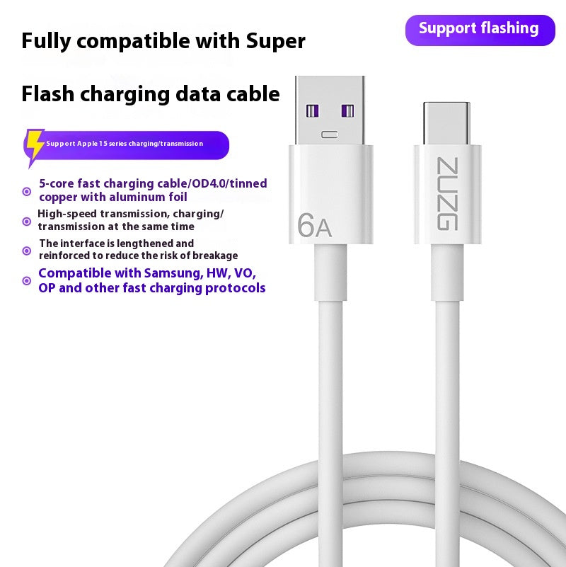 Câble de données Câble de charge rapide Fil de tressage entièrement compatible