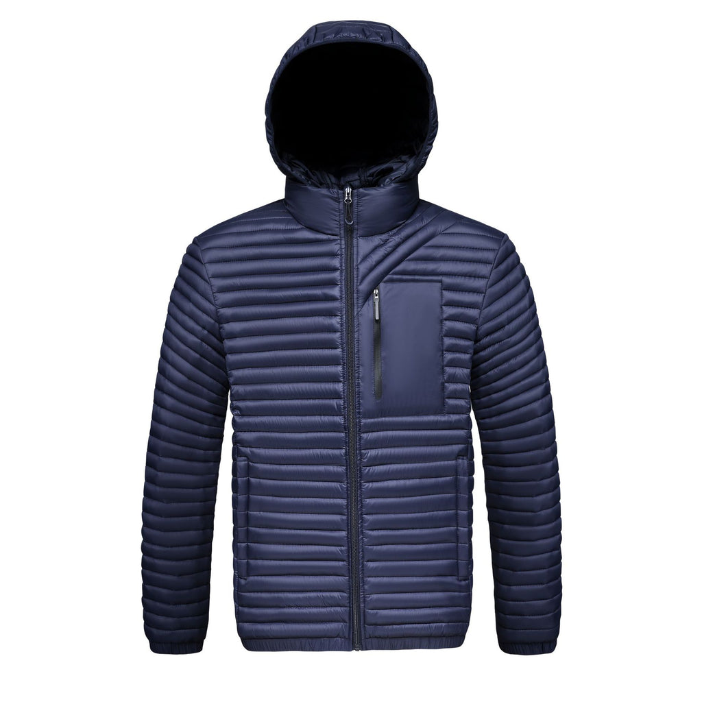 Hommes Detachable-hood Ribbed Coton rembourré Coat