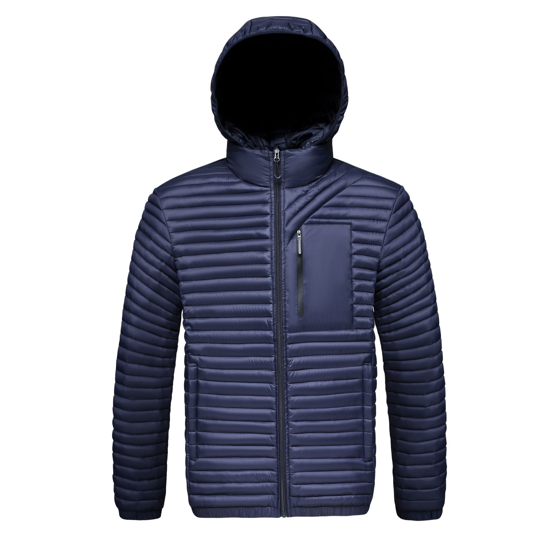 Hommes Detachable-hood Ribbed Coton rembourré Coat