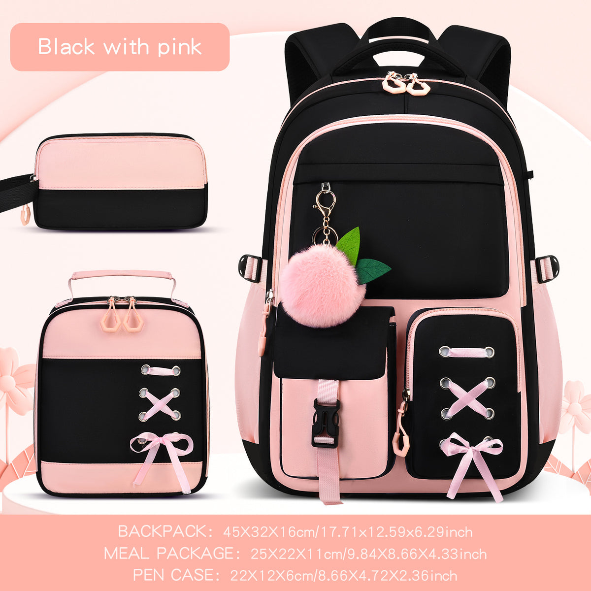 Large Capacity Backpack Three-Piece School Bag Set
