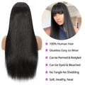 Perruque droite de cheveux humains faite à la machine avec des bangs