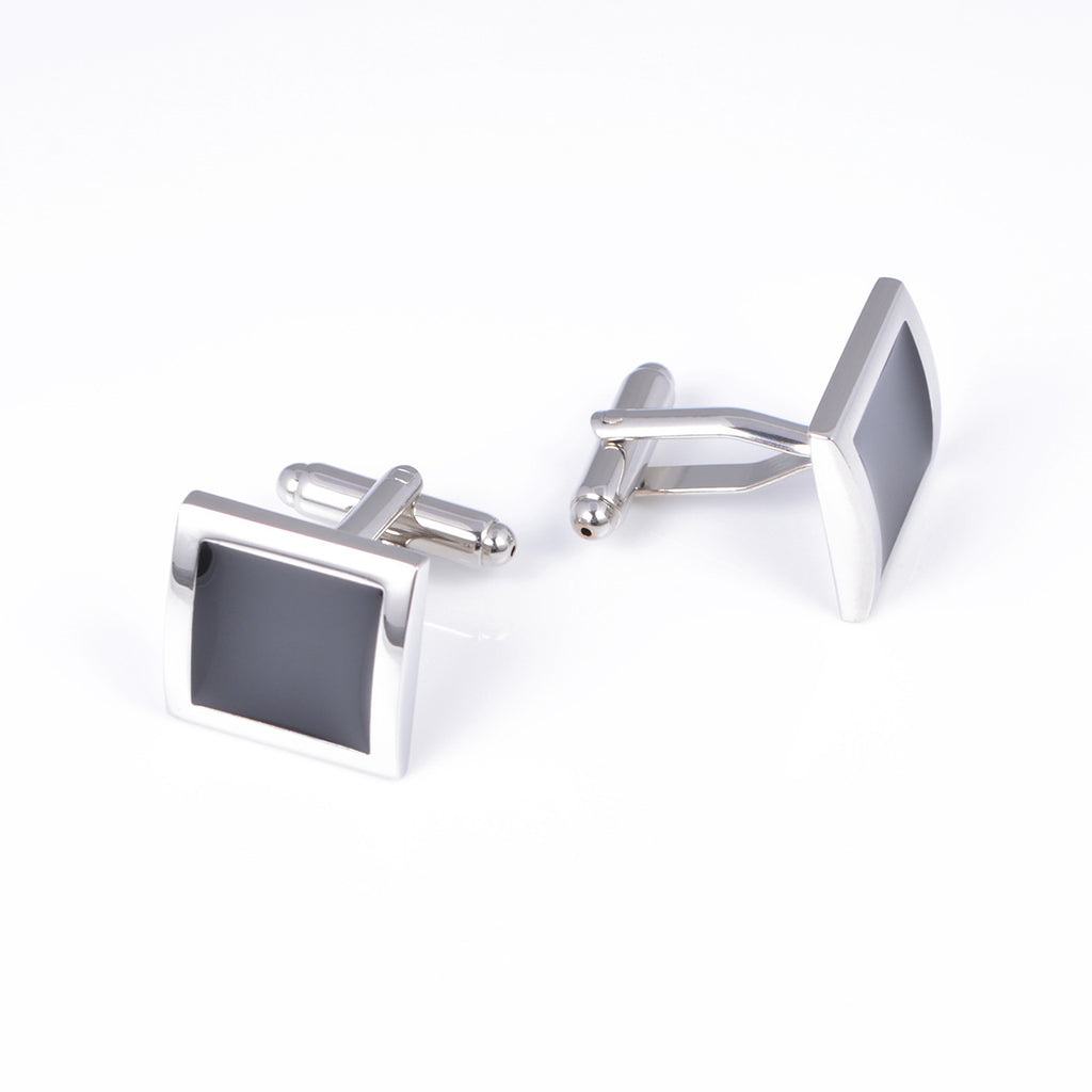 Classic Black Square Boutons de manchette français Epoxy Boutons de manchette
