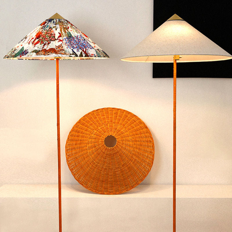 Lampe de sol en rotin tendance et créative