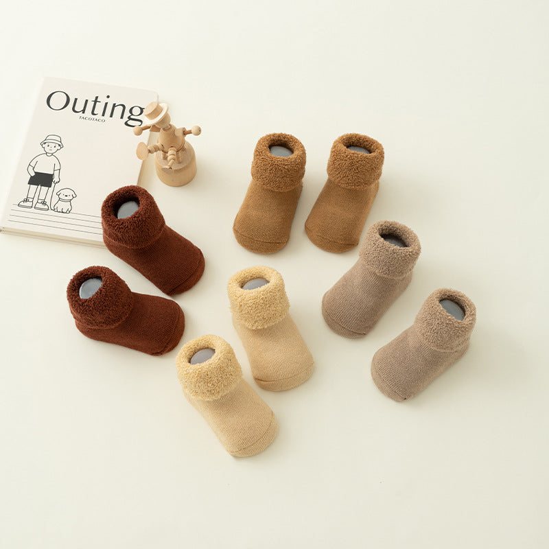 Nouveau-né AutomneHiver Terry-Style Chaussettes de plancher non glissantes