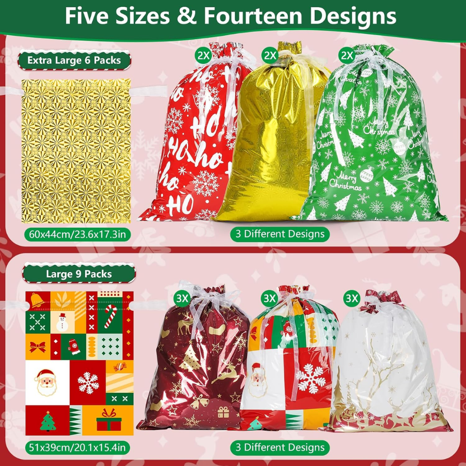 Ensemble de sacs cadeaux de Noël 34PCS