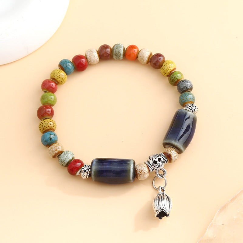Rétro Scenery Dezhou Ceramic Bracelet Student Literary Ethnic Style National Tendance Perlée