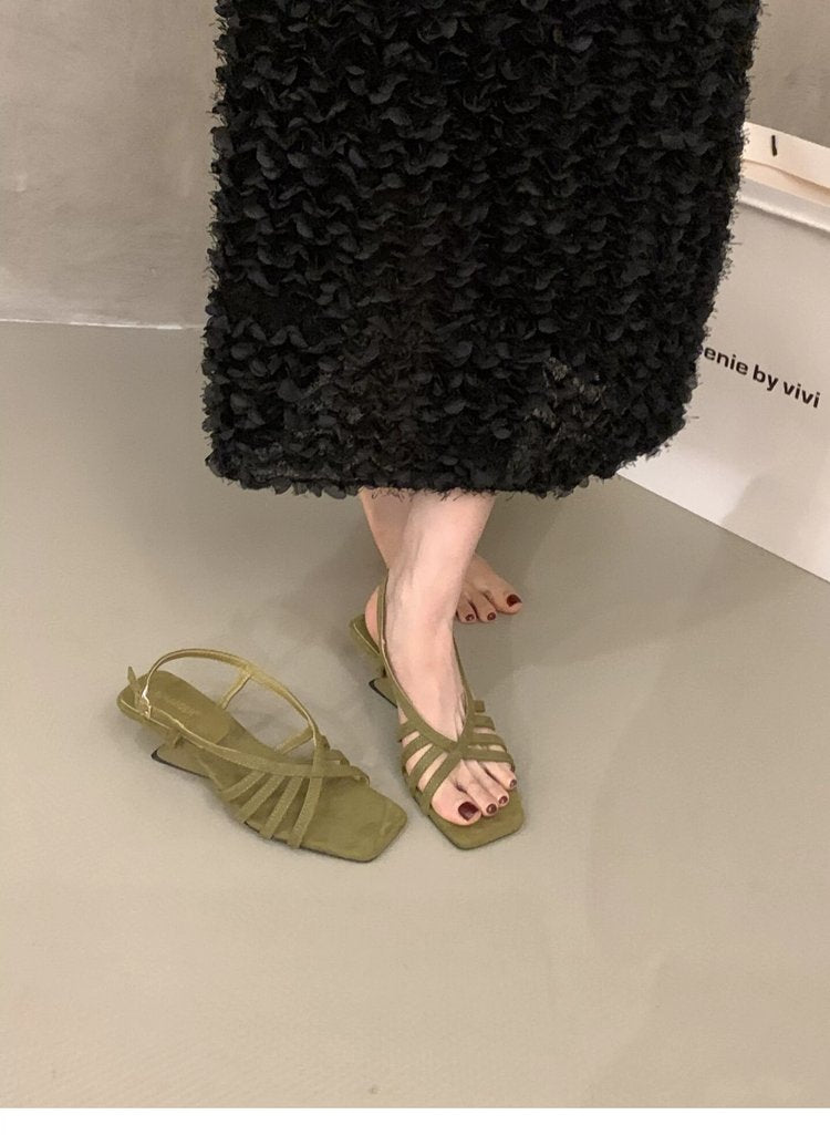 Style vacances d'été Woven Wedge Peep Toe Sandales