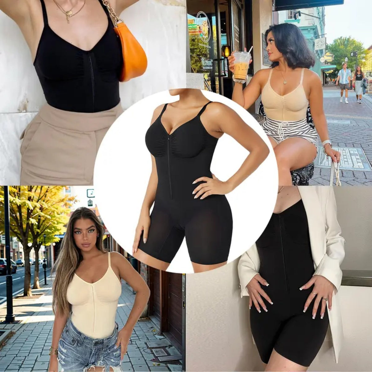 Vêtements de forme pour femmes Tummy Control Bodysuits Zip-Up Comfort Ultra Stretch Fabric Customizab