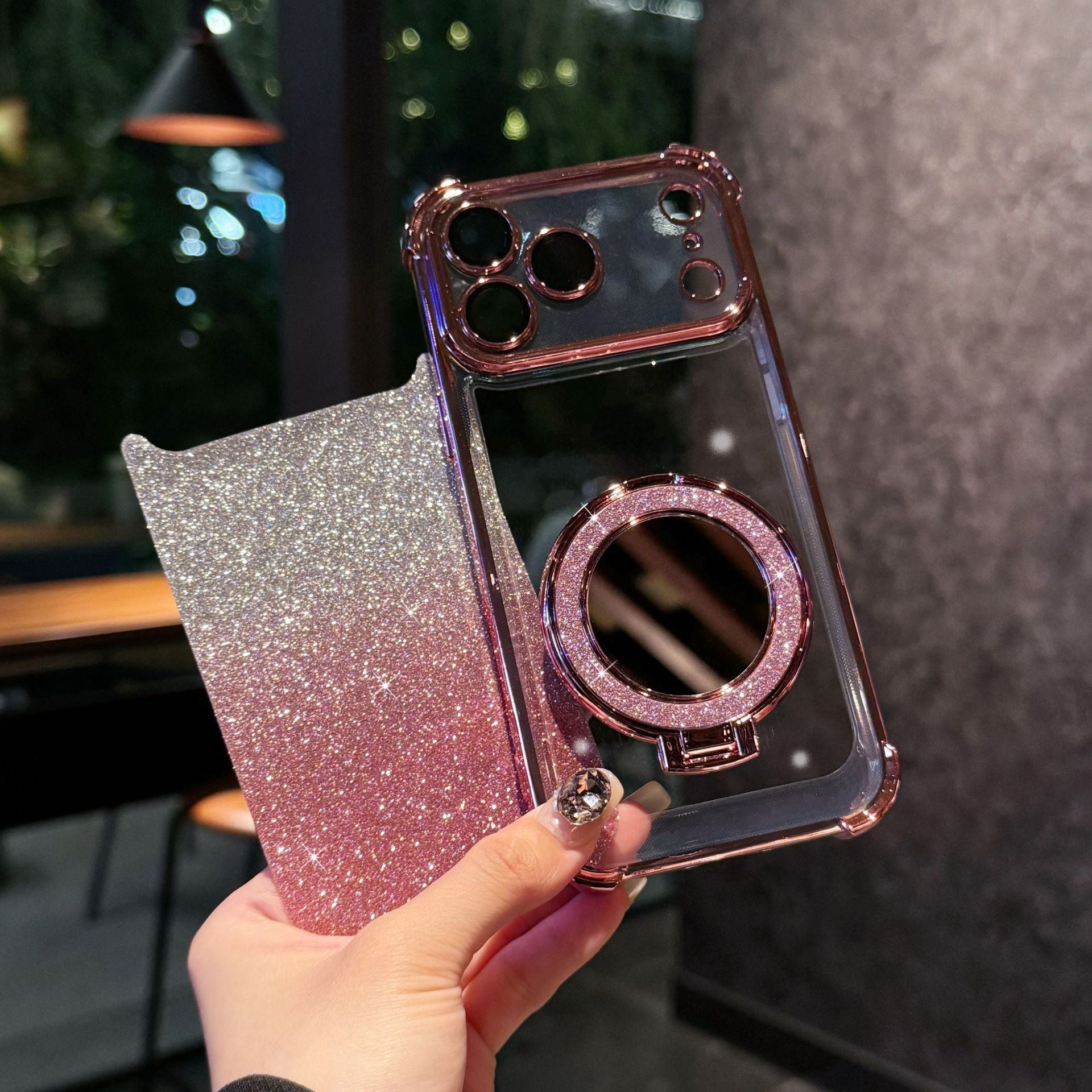 Étui de téléphone magnétique pour miroir de paillettes