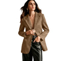 Blazer à velours Suede à deux seins avec poches en flap et manches longues