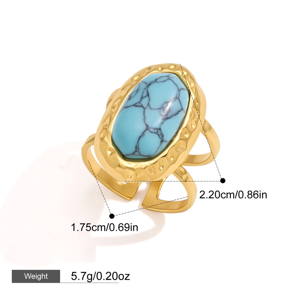 Bague en acier de titane bleu turquoise pour femmes