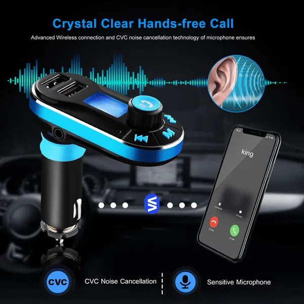 Emetteur FM sans fil de voiture Chargeur double USB mains-libres Call MP3 Player Affichage LED aux-in