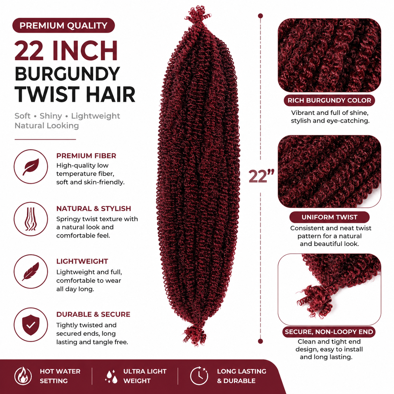 22 pouces doux printemps Afro Twist cheveux pré-séparés printemps TwistPour doux faux locs Crochet