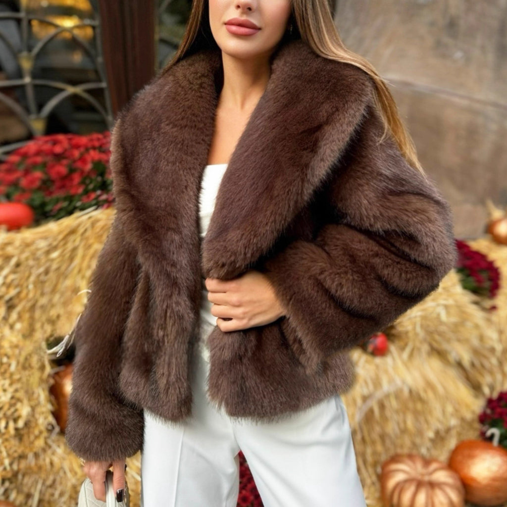 Femmes Faux fourrure épaissée Automnehiver manteau et chaud