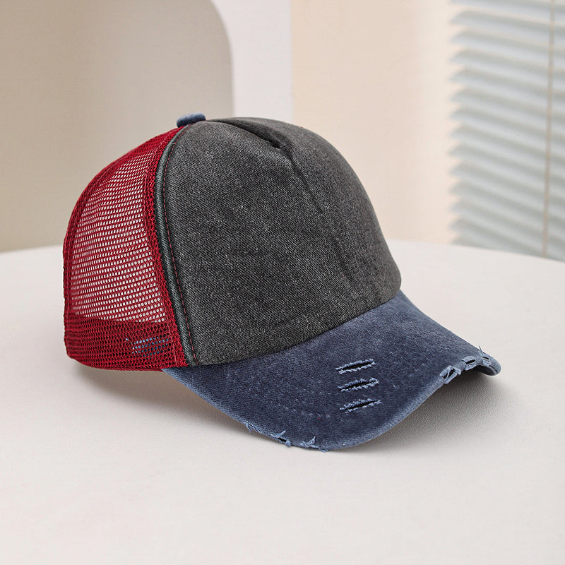 Multi-couleur Frayé Lavé Vintage Mesh Respirant Mode Sun-protective Casquette de baseball