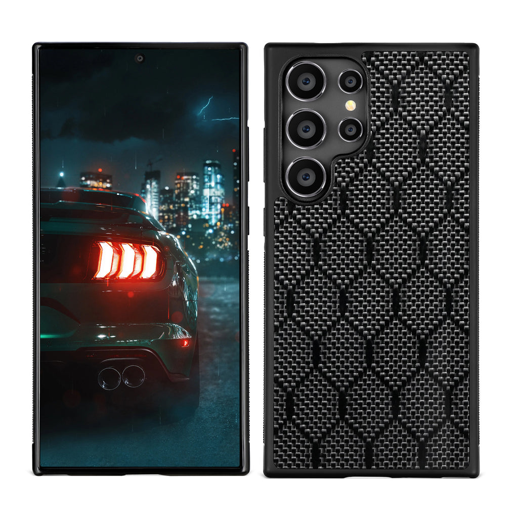 Boîtier de téléphone en fibre de carbone carré en nid d'abeille compatible avec S25 Ultra