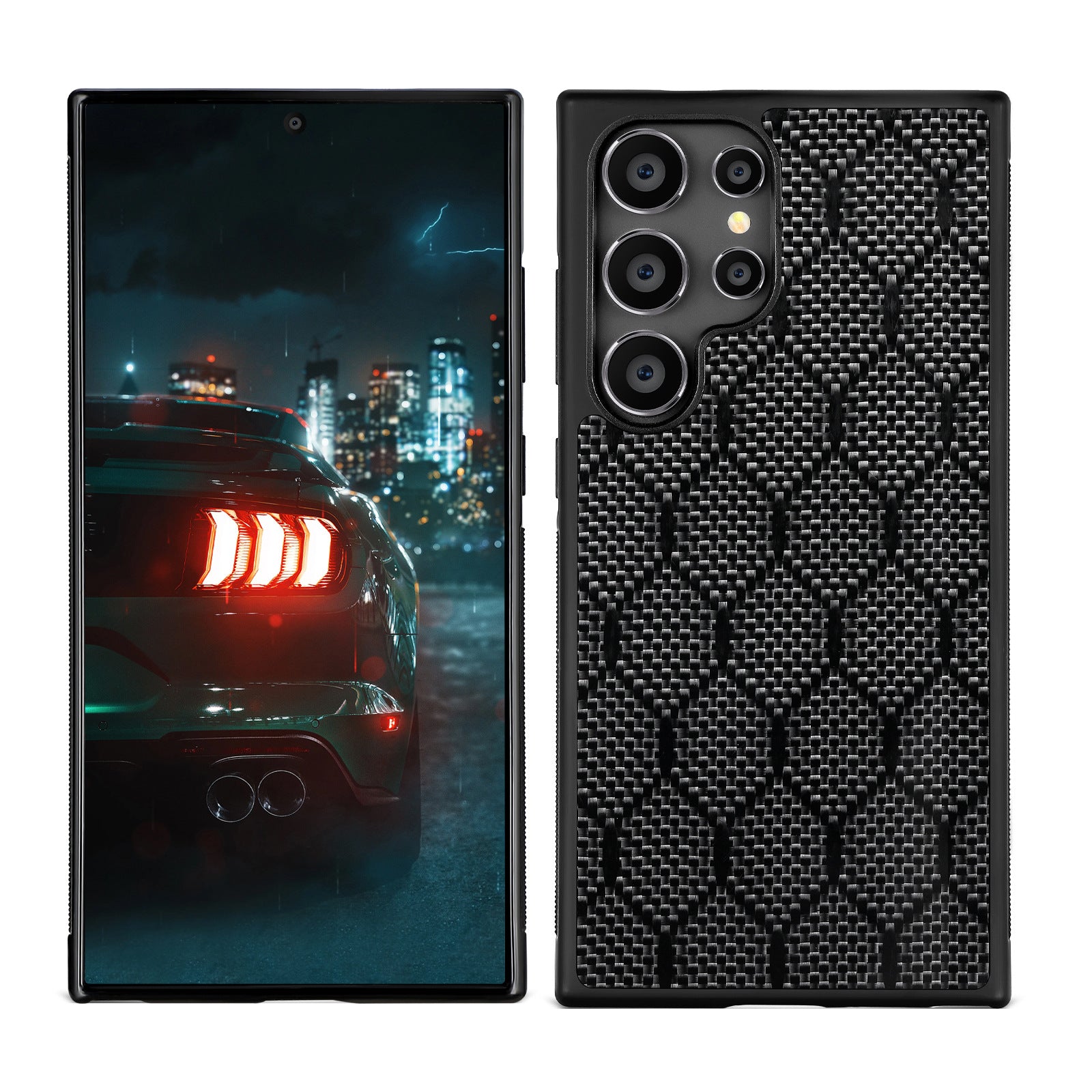 Boîtier de téléphone en fibre de carbone carré en nid d'abeille compatible avec S25 Ultra