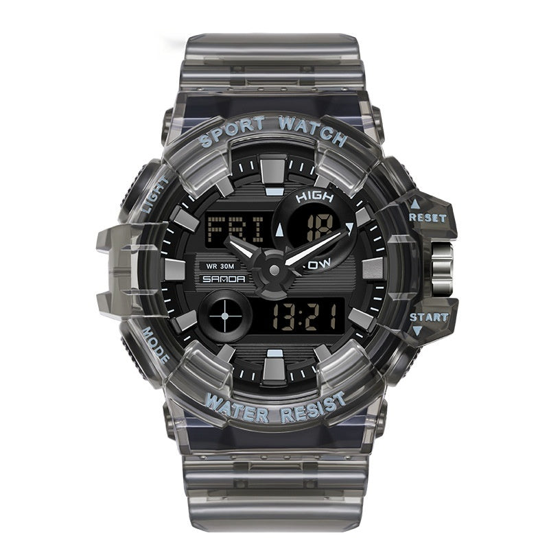 Trendy Sports Montre électronique Mode Double affichage Grand Cadran Lumineux Imperméable Unise