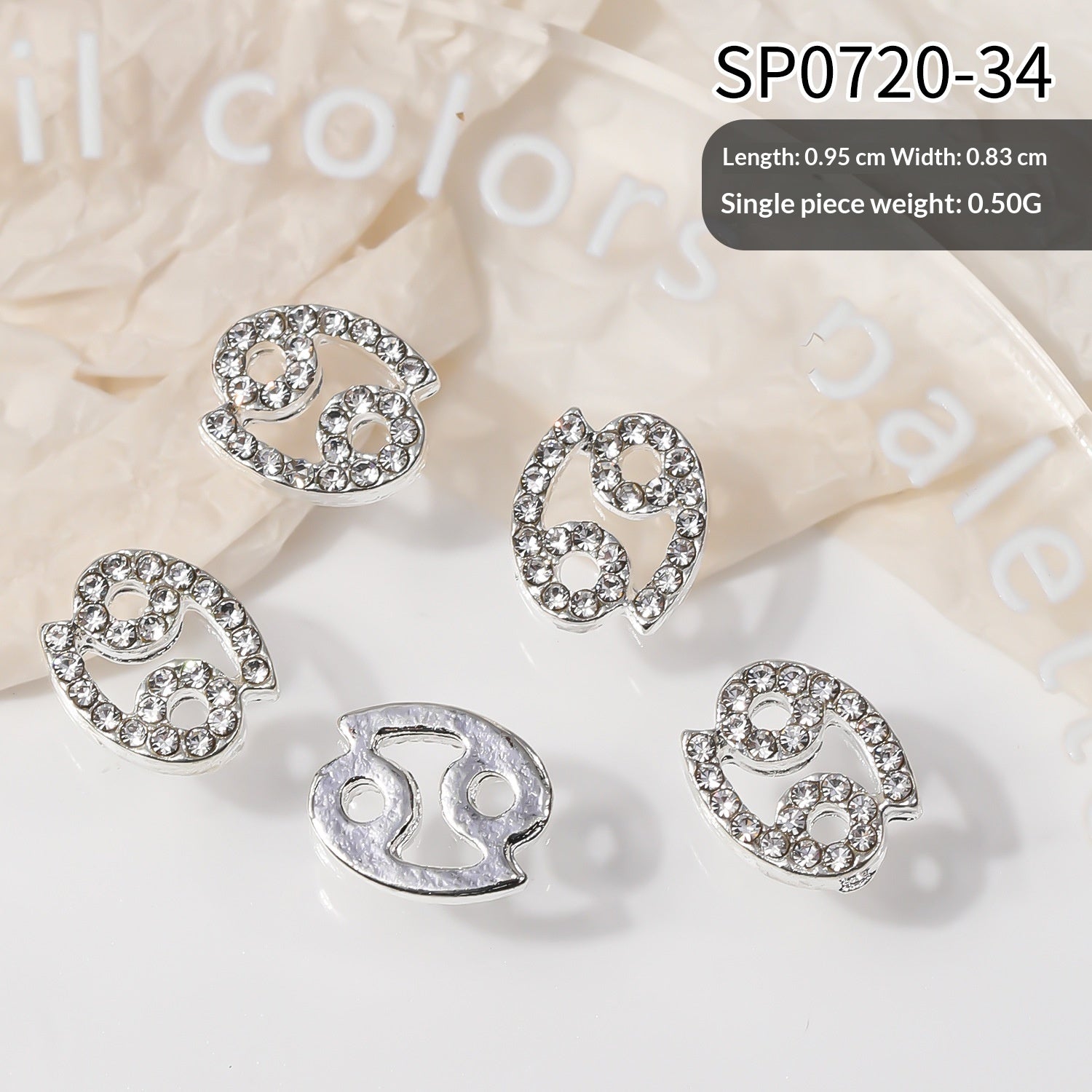 12 Stickers Filigrane Zodiac Art Accessoires Alliage Strass 3D pour Decorat de Nail Bricolage