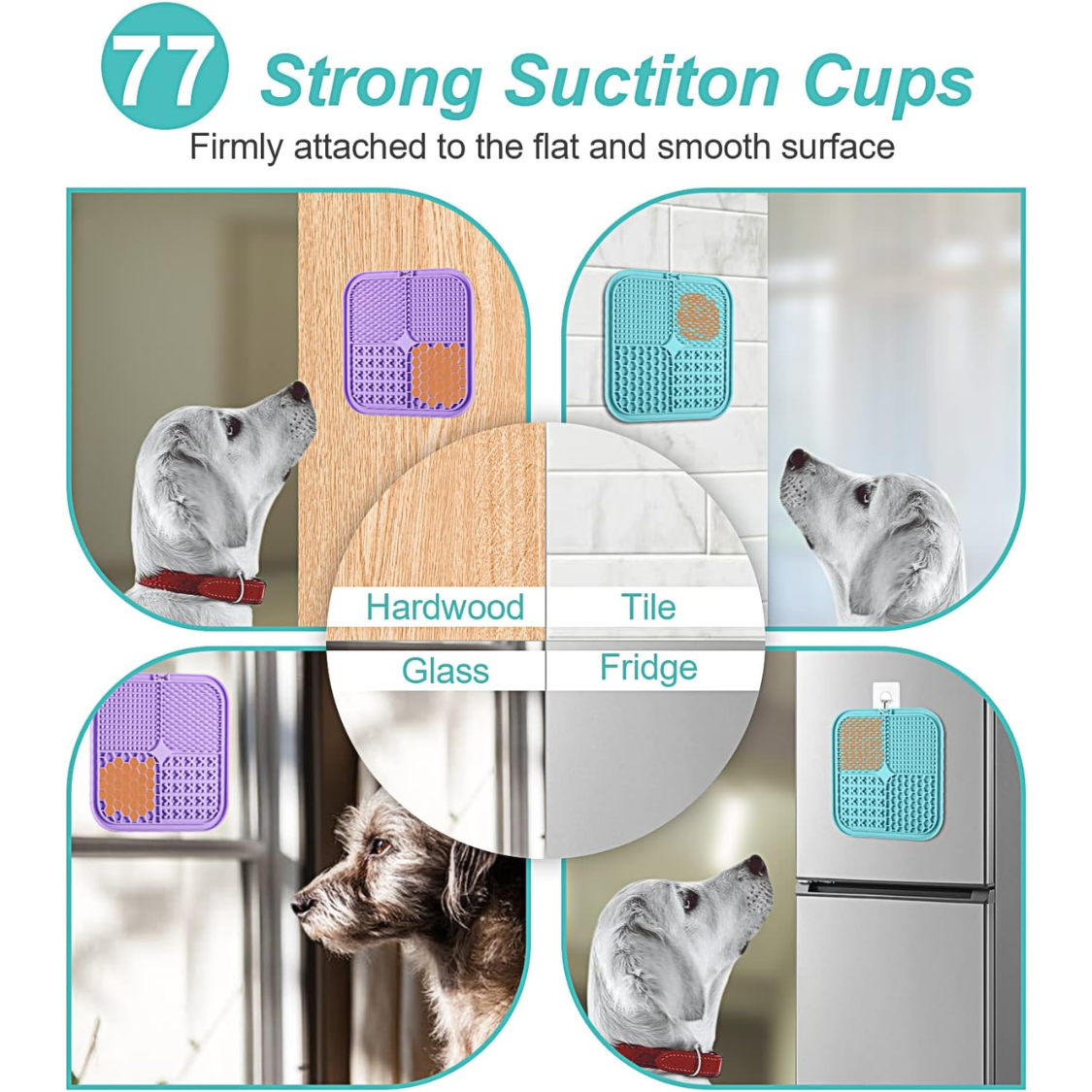 Dog and cat lick mat, pack of 2 with suction cups