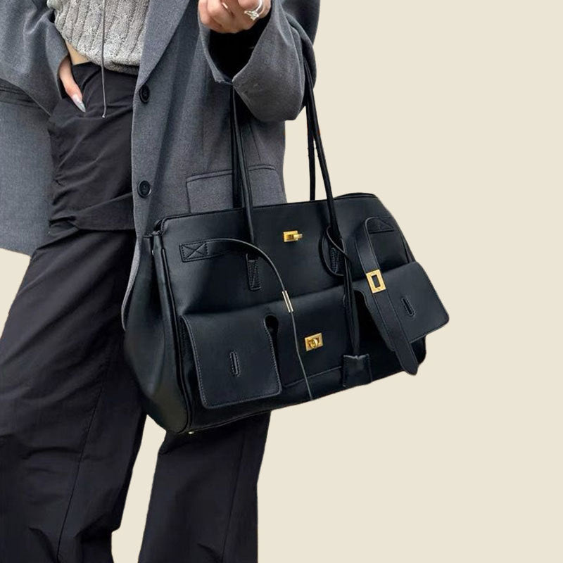 Grand-Capacité Neutre-Style Tote Wing véritable sac de moto en cuir