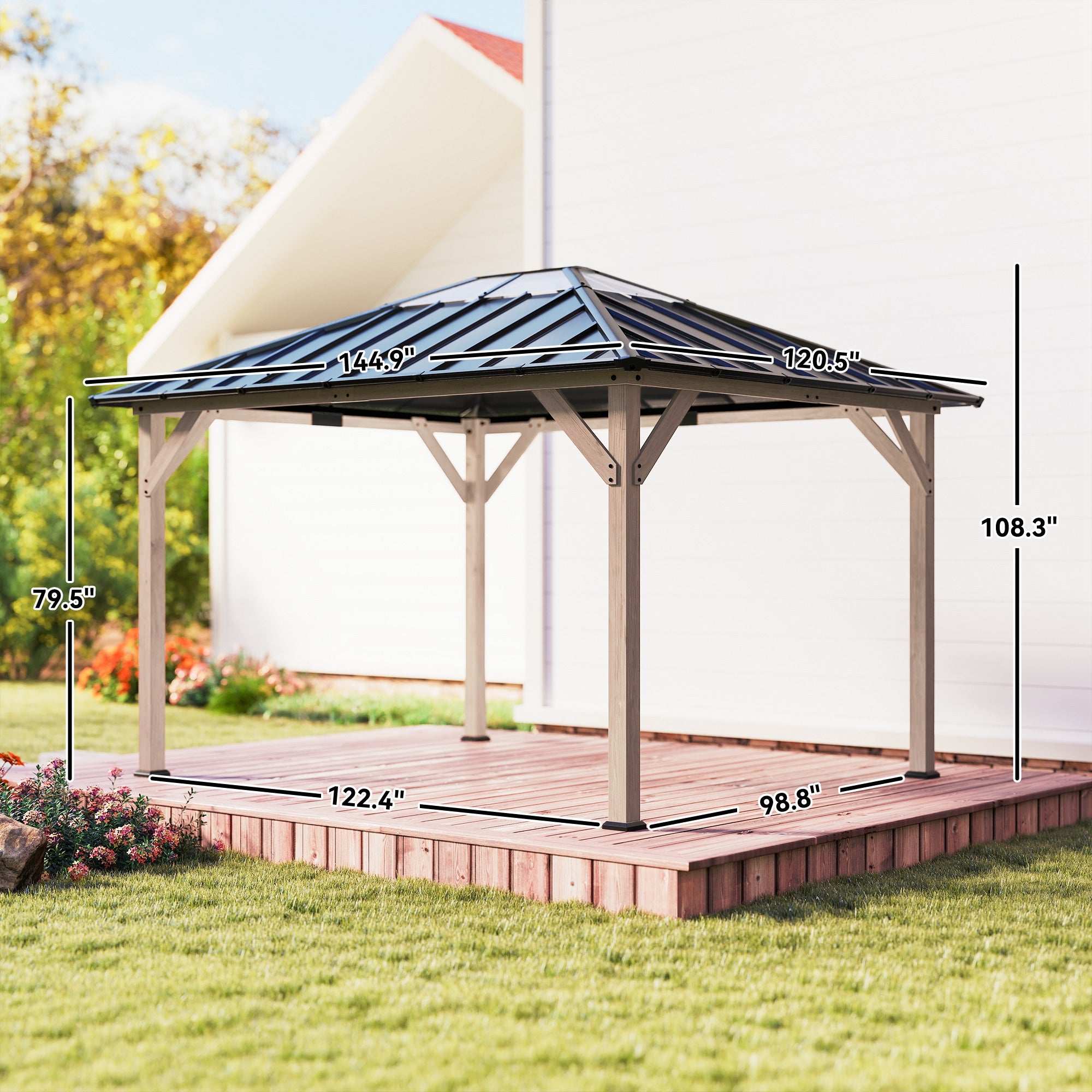 10 x 12 Gazebo à toit en acier galvanisé
