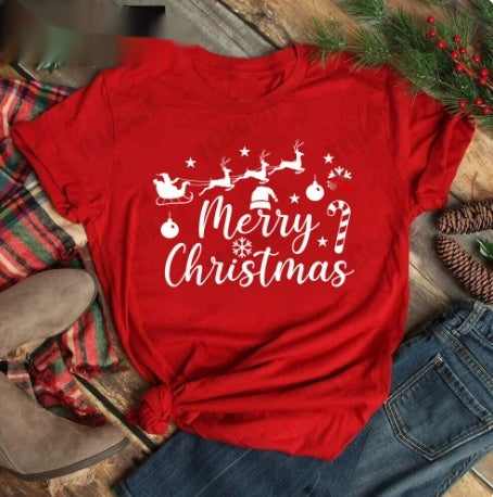 Joyeux T-shirt casual féminin de Noël
