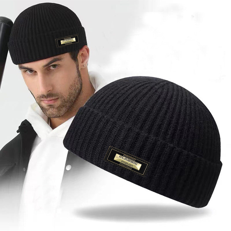 Chapeau à mailles chaudes à double couche en laine mode