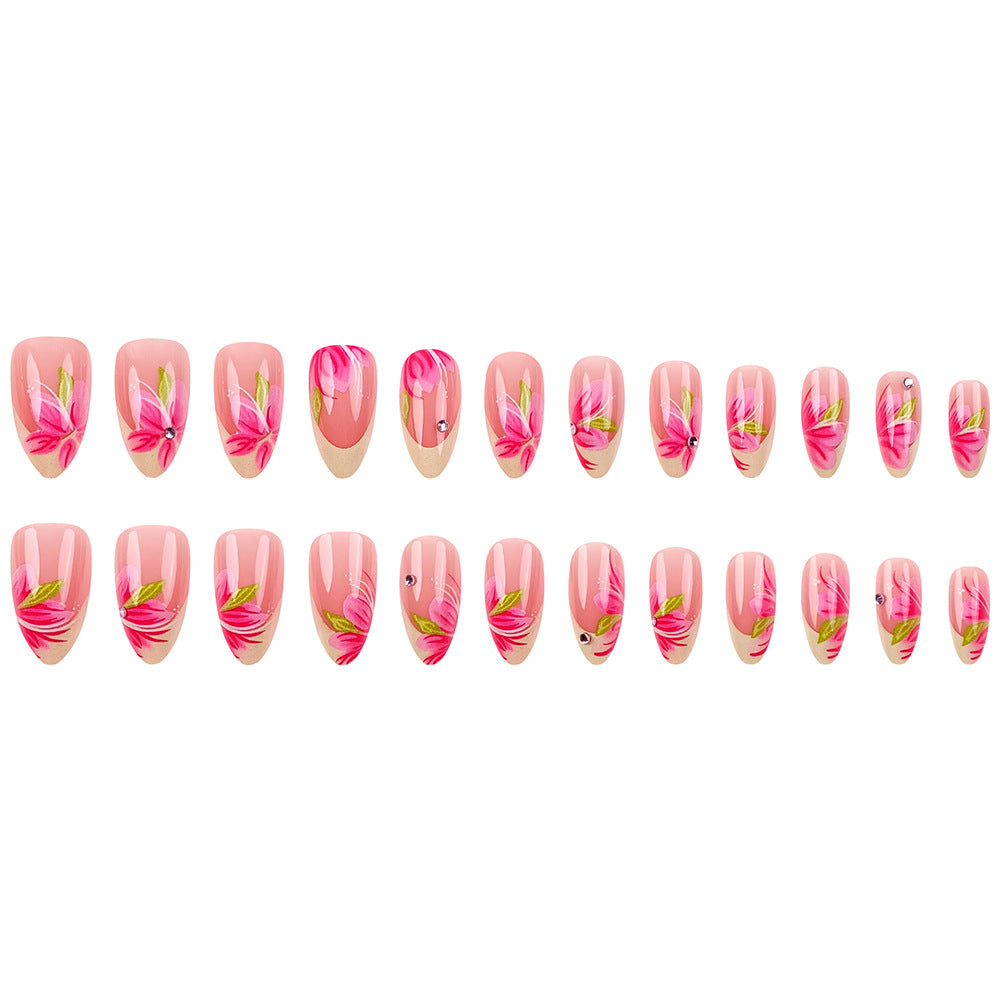 Stickers 24 Pièces en forme d'amandes en forme d'amandes à ongles à fleur en acrylique avec 3D E