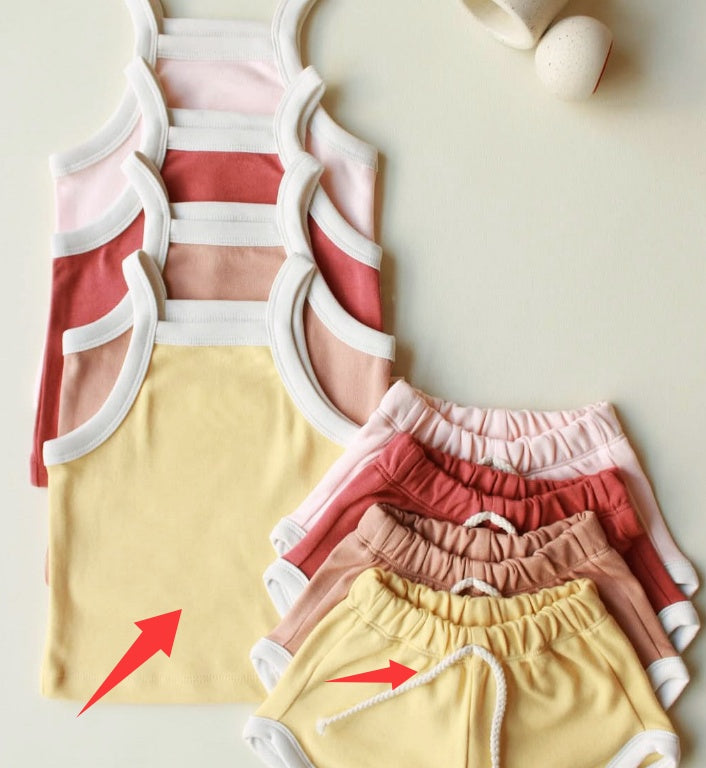 Bébé Summer Outfit Suspender Vest et shorts ensemble filles