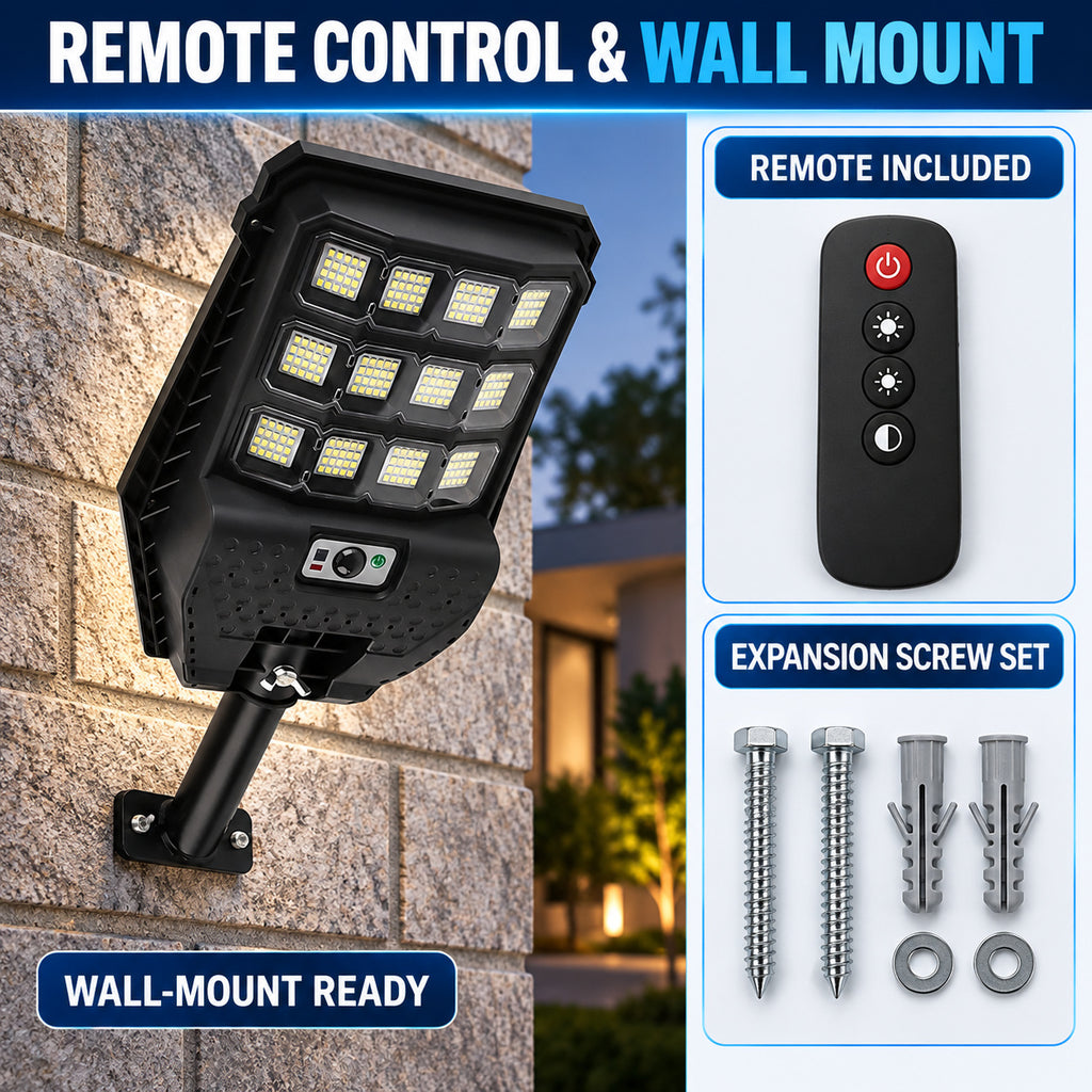 Solar Powered Motion Sensor Outdoor Light W7207 3 Noir pour Garden Yard Street Wall LED