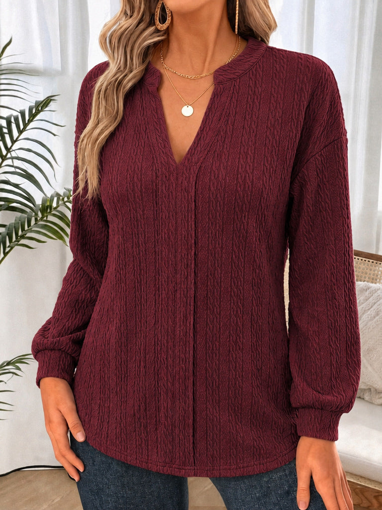 Femmes Relaxed-fit V-neck Manches longues Blouse polyvalente de travail