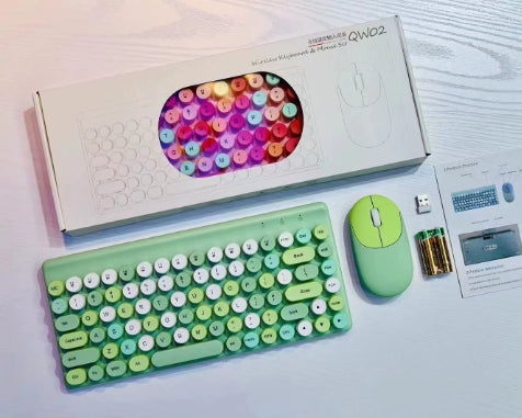 Compact, Mini sans fil portable coloré Retro Polka-Dot Key-Mouse Combo