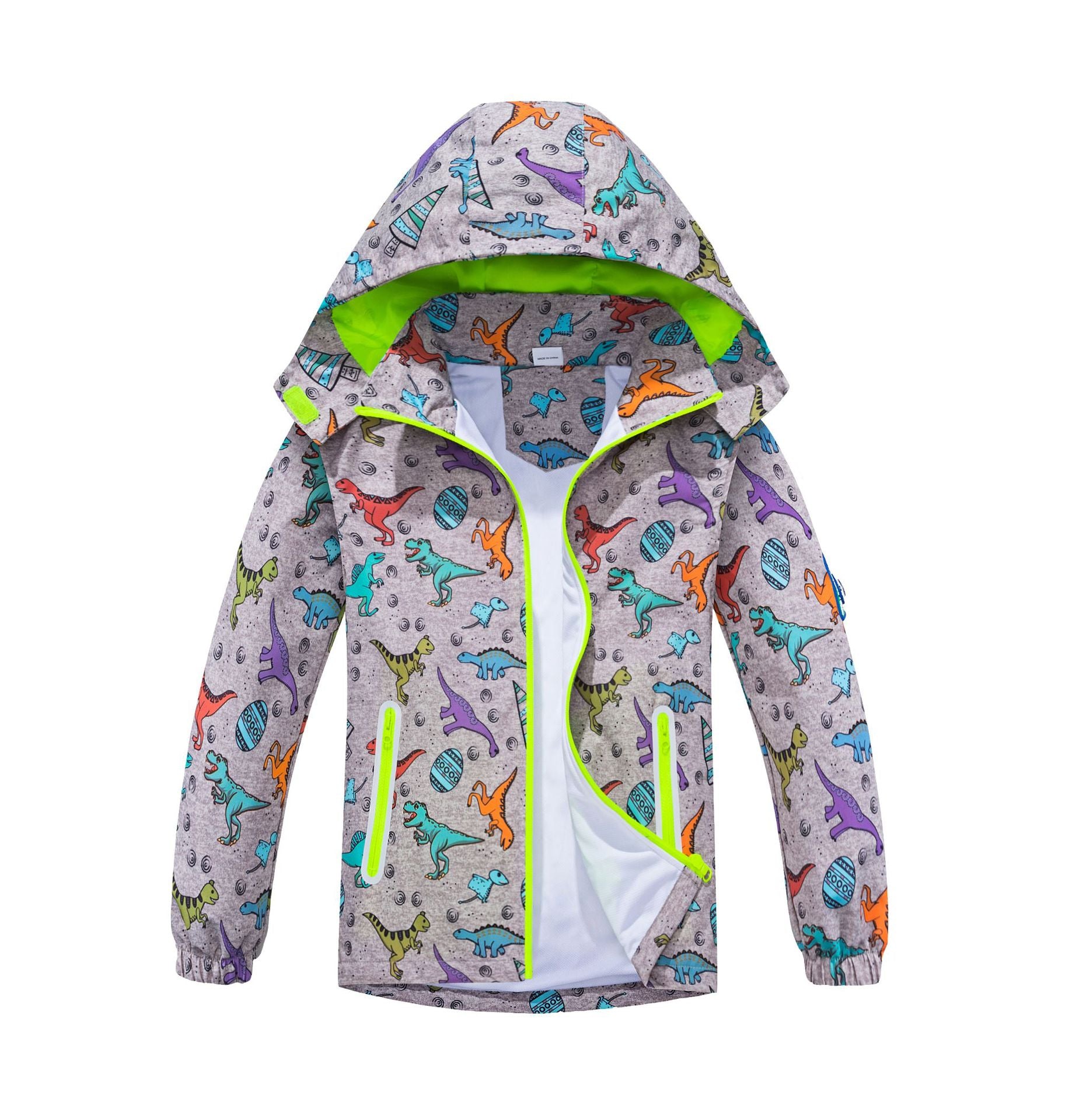 Springautumn Nouveau-arrivé Dinosaur-print Gradient-color Zip-up Hoodie pour les garçons et les filles