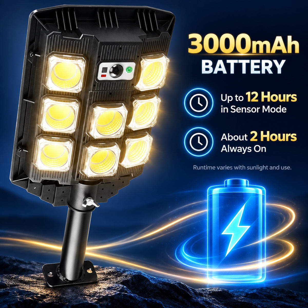 Capteur de mouvement solaire COB Garden Light W7101B 3 Pour la décoration de jardin LED Landscape Li
