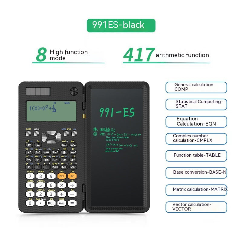 2 En 1 Calculatrices scientifiques pliables Calculatrice de la fonction d'apprentissage de tablette d'écriture Fol